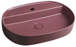 ISVEA Umywalka nablatowa INFINITY OVAL bez przelewu z otworem na baterię 60x40x12 cm kolor MAROON RED MAT 10NF65060-2R