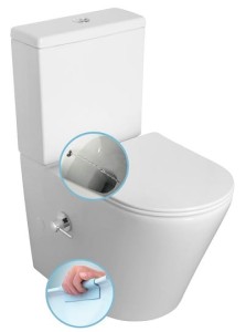 SAPHO Kompakt WC PACO RIMLESS biały bez deski ze zintegrowaną baterią  i prysznicem bidetowym PC1012RX