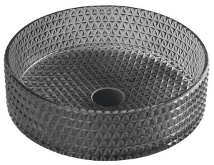 SAPHO Umywalka szklana nablatowa MARAGUA okrągła bez przelewu 39,5x39,5x12 cm kolor CZARNY TY214