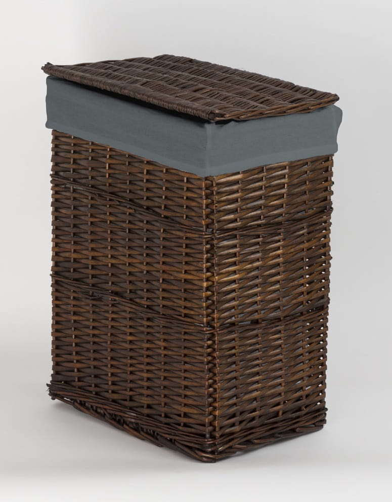 CORSAN - Kosz wiklinowy na pranie WENGE z szarą wyściółką 51x33x66 cm 169A